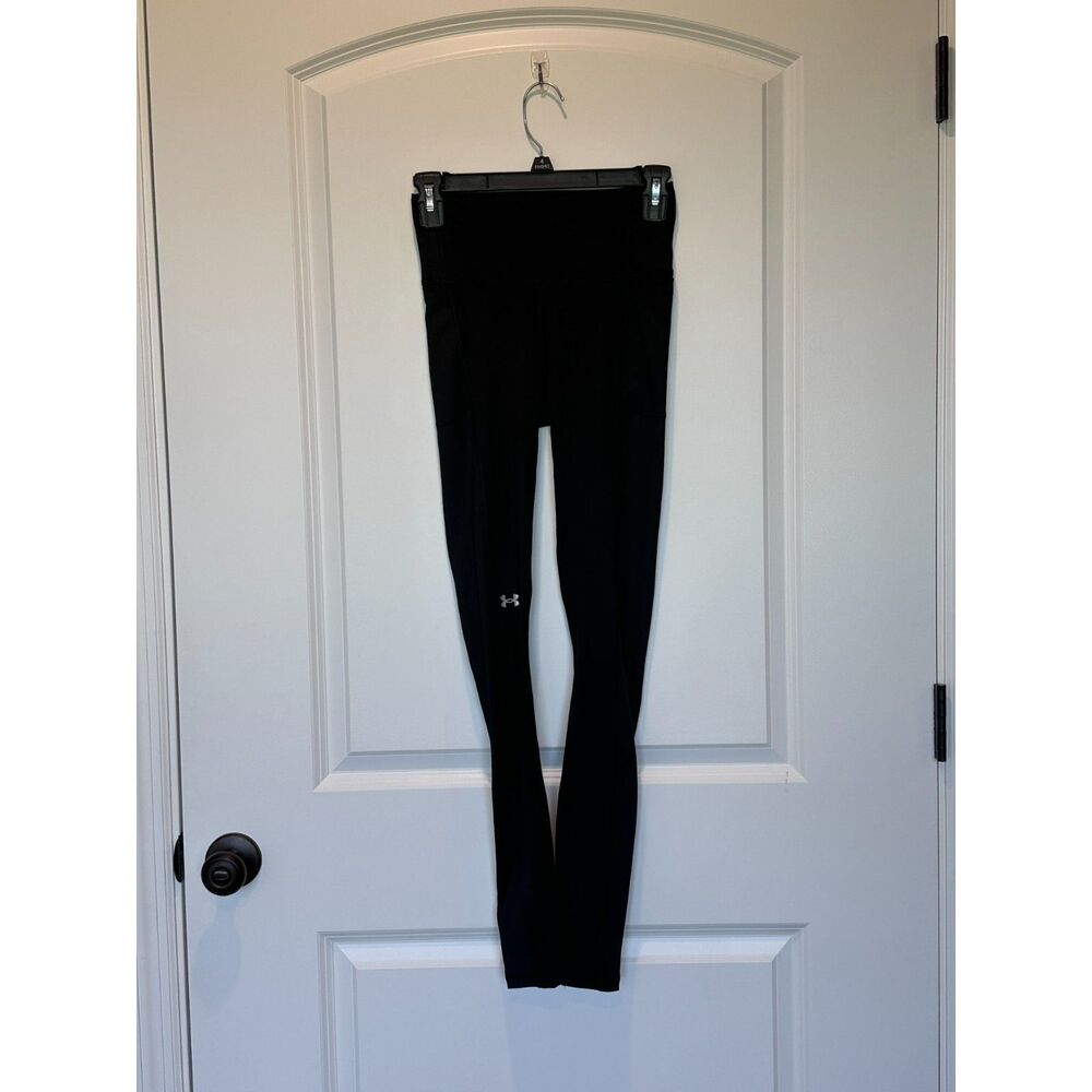Under Armour Ribbed Side Black Leggings Pockets Size XS
